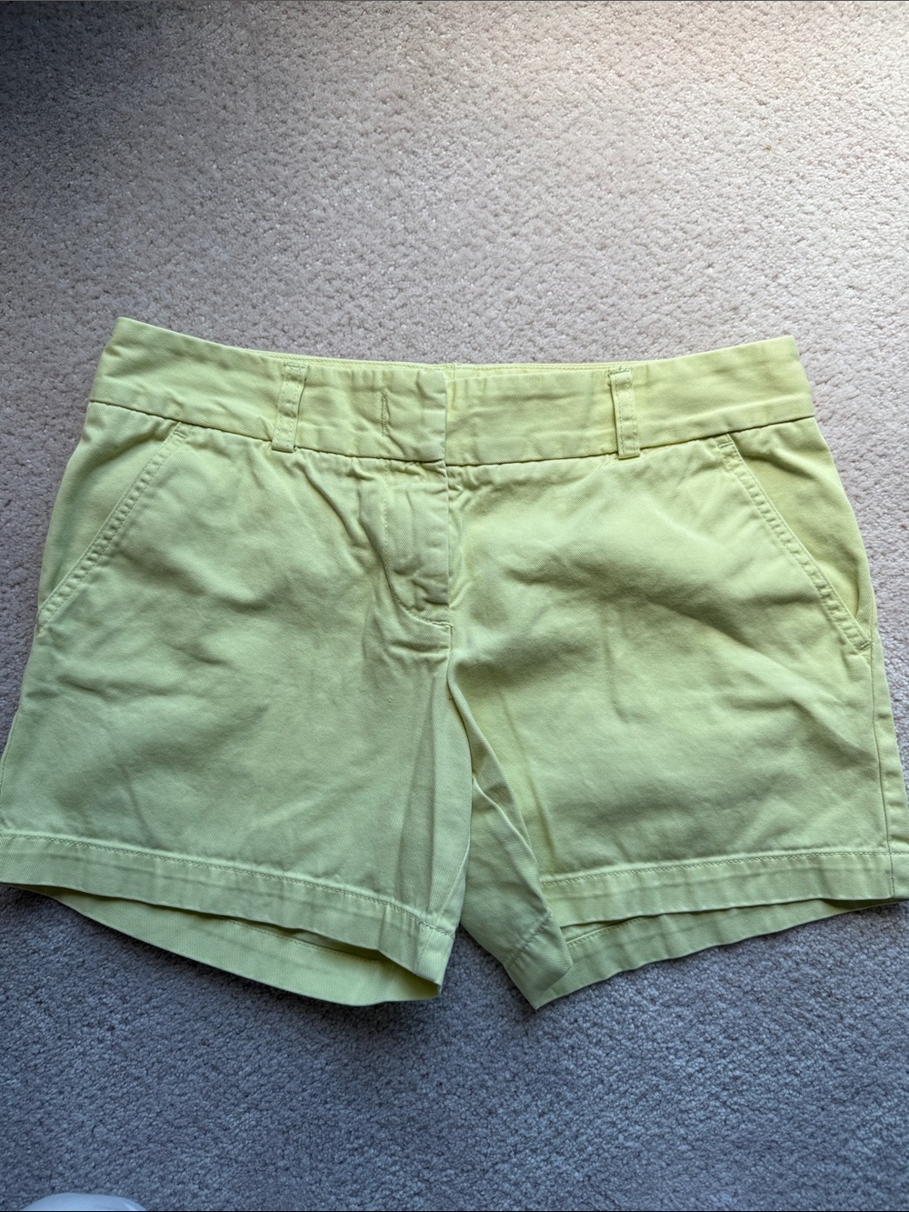 J. Crew Pale Pastel Limey Yellow Cotton Chino Shorts